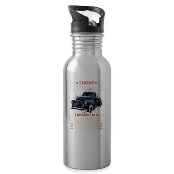 LKW Vintage Old Classic School American Pickup - Trinkflasche mit integriertem Trinkhalm - Lightsilver - Rechts