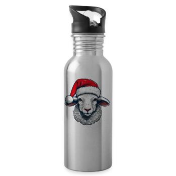 Sheep Christmas Animal Head Lamb - Water bottle with straw - silver - Right