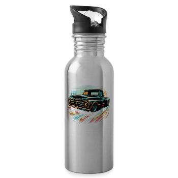 LKW Vintage Old Classic School American Pickup - Trinkflasche mit integriertem Trinkhalm - Lightsilver - Rechts