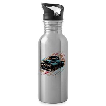 Truck Vintage Old Classic School American Pickup - Water bottle with straw - silver - Right