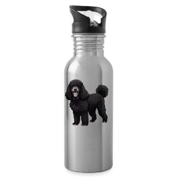 Pudel Hund Tier - Trinkflasche mit integriertem Trinkhalm - Lightsilver - Rechts