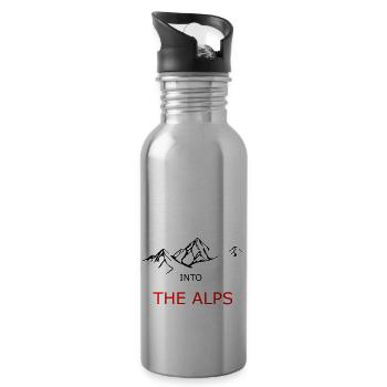 text into the alps - Trinkflasche mit integriertem Trinkhalm - Lightsilver - Rechts