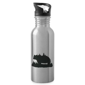 Ours avec fourrure de forêt. - Gourde avec paille intégrée - argent clair - Droite