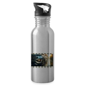 Eleganz im Detail – Modernes Auto in regnerischer Umgebung - Trinkflasche mit integriertem Trinkhalm - Lightsilver - Rechts