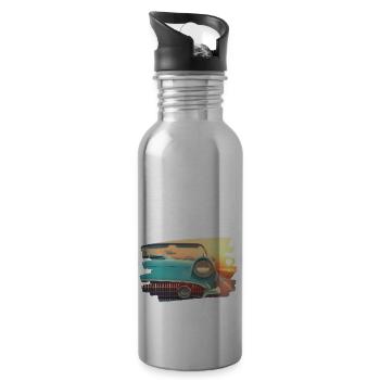 Classique turquoise au coucher du soleil - Gourde avec paille intégrée - argent clair - Droite