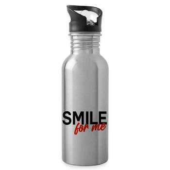 Smile for me - Zeig mir ein lächeln - Trinkflasche mit integriertem Trinkhalm - Lightsilver - Rechts