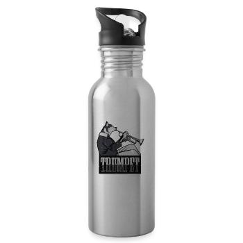 Trumpet dog Haustier Hund Trompete Geschenk Idee - Trinkflasche mit integriertem Trinkhalm - Lightsilver - Rechts