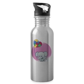 Baby Elefant Ballon Puzzle - Trinkflasche mit integriertem Trinkhalm - Lightsilver - Rechts