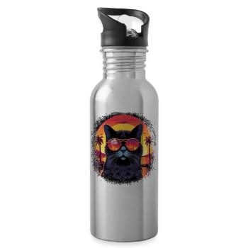avogato anniversary present idea cats i love cats - Water bottle with straw - silver - Right