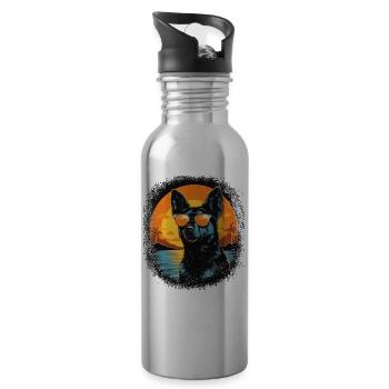 dog friendly animal rights dogwalking beagle love - Trinkflasche mit integriertem Trinkhalm - Lightsilver - Rechts