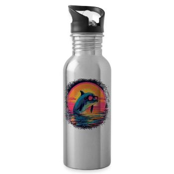 children boats sea fish boat present - Trinkflasche mit integriertem Trinkhalm - Lightsilver - Rechts