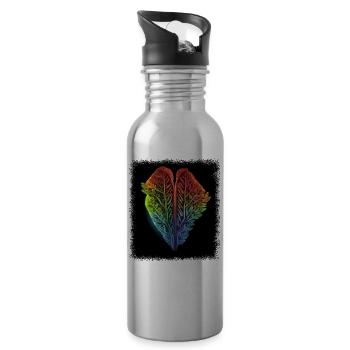 peace for paris hippie festival gift peace symbol - Water bottle with straw - silver - Right