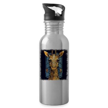 white gift joke giraffe giraffe lover giraffes - Trinkflasche mit integriertem Trinkhalm - Lightsilver - Rechts