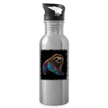 present birthday present idea sayings 1960s hippie - Water bottle with straw - silver - Right