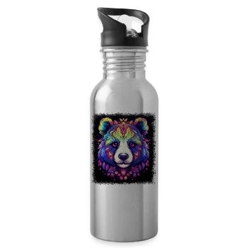 awesome humor bday chef evolution tshirts - Trinkflasche mit integriertem Trinkhalm - Lightsilver - Rechts