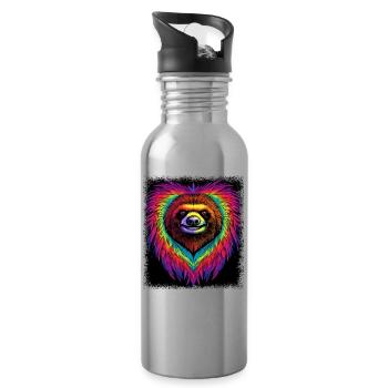 cool fun 3 years old birthday animal - Trinkflasche mit integriertem Trinkhalm - Lightsilver - Rechts
