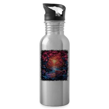 heart hippy dove of peace bday disarmament - Trinkflasche mit integriertem Trinkhalm - Lightsilver - Rechts