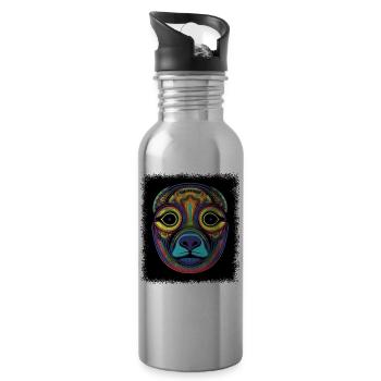 Funny Sayings Mammal Animal Humor Nordpool - Water bottle with straw - silver - Right