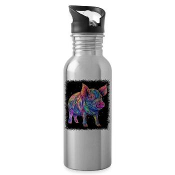 jokes peace symbol peace for paris fun geek - Water bottle with straw - silver - Right