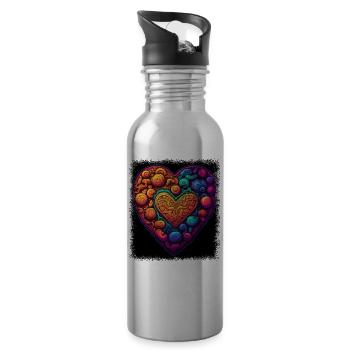 drôles dictons dictons génial hippie enfant oiseau - Gourde avec paille intégrée - argent clair - Droite