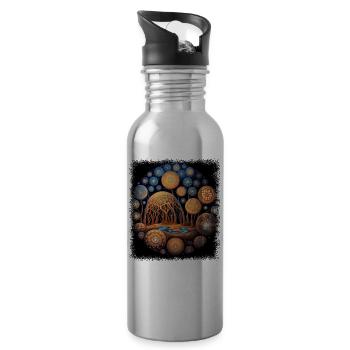 peace symbol fun pride green birthday joke - Trinkflasche mit integriertem Trinkhalm - Lightsilver - Rechts