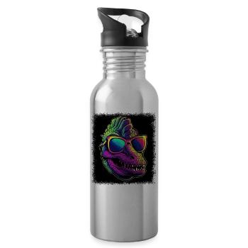 funny quote birthday gift angry face sayings - Water bottle with straw - silver - Right
