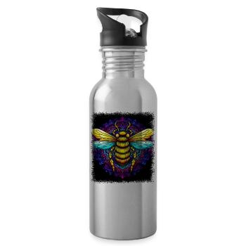 bee kind beeswax apiarist queen bday quote - Water bottle with straw - silver - Right