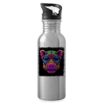 funny quote bbq smoker birthday geek quote pigs - Trinkflasche mit integriertem Trinkhalm - Lightsilver - Rechts