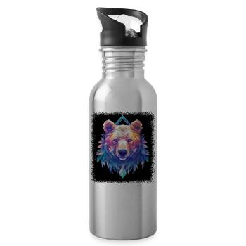 Grumbler Quote Funny Bear Birthday Present Jokes - Water bottle with straw - silver - Right
