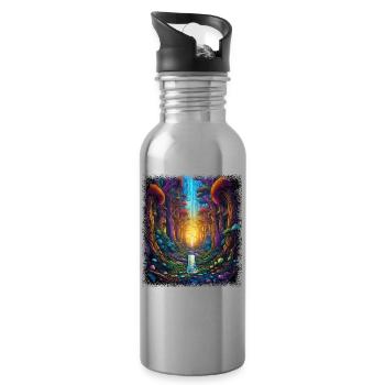 Peace Child Hippie Festival Green Funny Quote - Water bottle with straw - silver - Right