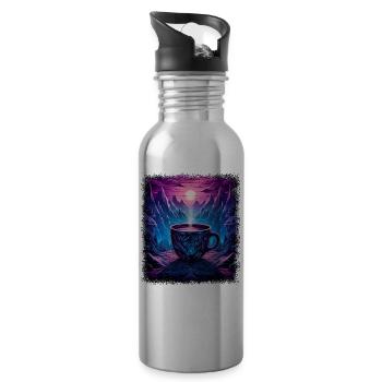 awesome quote heart counterculture peace humor - Water bottle with straw - silver - Right