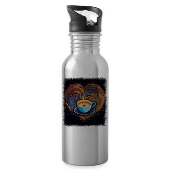 geek womens rights rainbow bear lesbian gift - Water bottle with straw - silver - Right