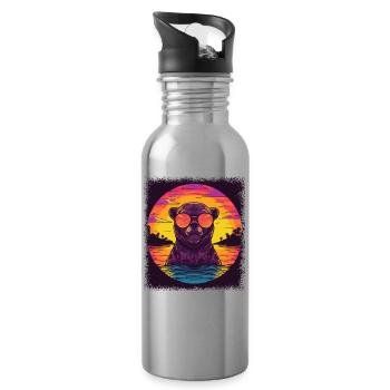 Joke Baby Otter Birthday Present Idea Funny Quote - Water bottle with straw - silver - Right