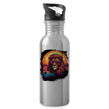 lion dog church sayings cut meme design awesome - Trinkflasche mit integriertem Trinkhalm - Lightsilver - Rechts