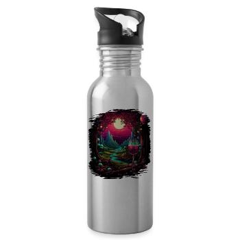happy present idea birthday present peace symbol - Trinkflasche mit integriertem Trinkhalm - Lightsilver - Rechts