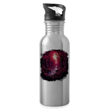 Funky Fun Hippie Festival Joke Birthday Present - Water bottle with straw - silver - Right