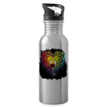 bday brightly coloured social justice colourful - Trinkflasche mit integriertem Trinkhalm - Lightsilver - Rechts