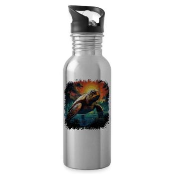 reptile animal awesome gift idea sayings - Water bottle with straw - silver - Right