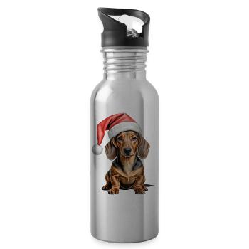 Dachshund christmas dog - Water bottle with straw - silver - Right