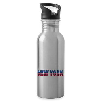 NEW YORK Flag - Water bottle with straw - silver - Right