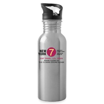 New York City Subway Subway 7 Manhattan Queens NYC - Water bottle with straw - silver - Right