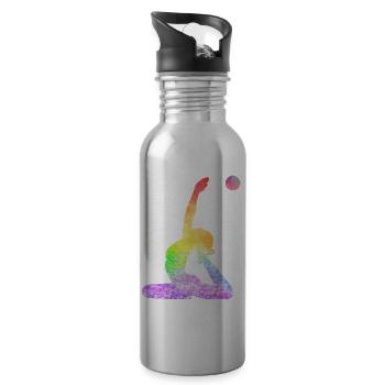 Rhythmische Sportgymnastik Ball RSG Geschenkidee - Trinkflasche mit integriertem Trinkhalm - Lightsilver - Rechts