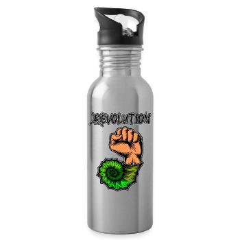 Viva la Evolution! Revolution Prähistorisch Fossil - Trinkflasche mit integriertem Trinkhalm - Lightsilver - Rechts