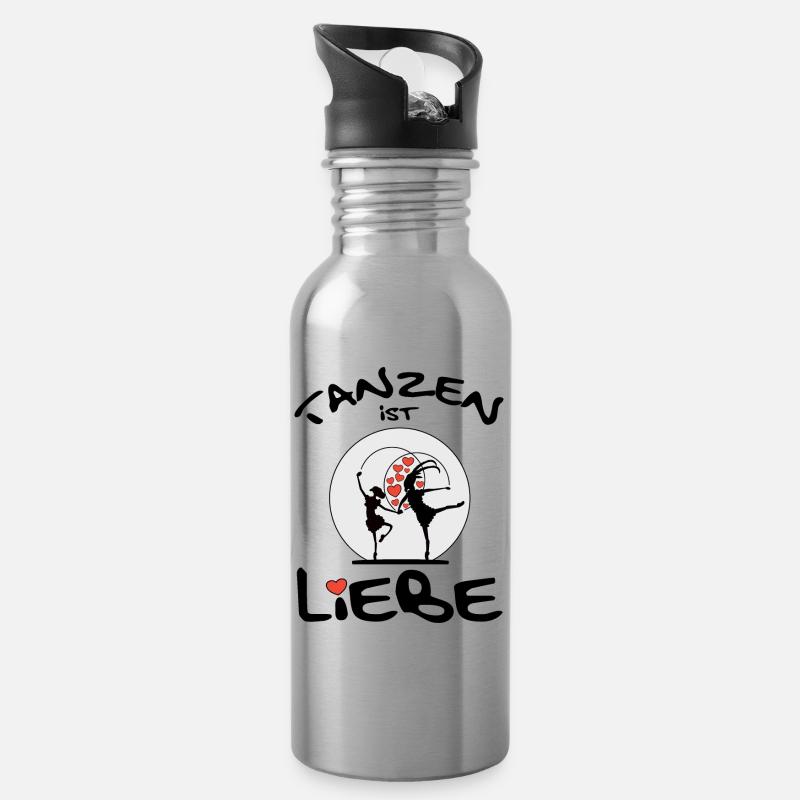 Tanzen ist Liebe - Trinkflasche mit integriertem Trinkhalm - Lightsilver