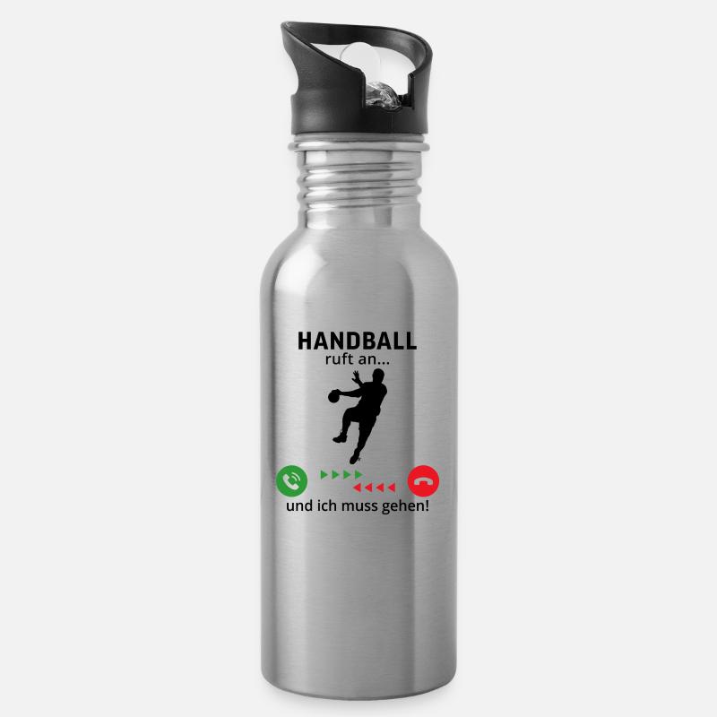 handball ruft an und ich muss gehen - Trinkflasche mit integriertem Trinkhalm - Lightsilver