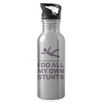 Stick Figure Saying I Make All My Own - Water bottle with straw - silver - Right