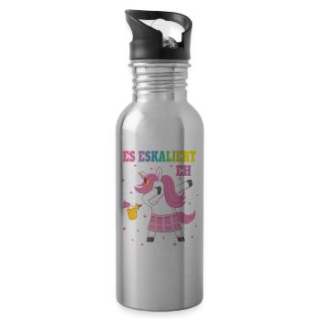 Dabbing Unicorn Es eskaliert eh - Trinkflasche mit integriertem Trinkhalm - Lightsilver - Rechts