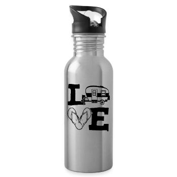 Ich Liebe Camping Camp - Trinkflasche mit integriertem Trinkhalm - Lightsilver - Rechts