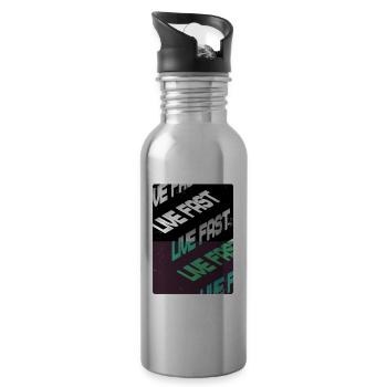 Live Fast Green Black Stairs - Water bottle with straw - silver - Right