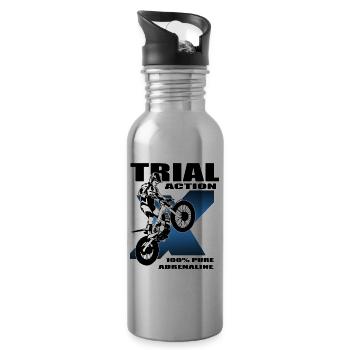 Trial - Trialsport - Moto Trial - Motorcycle Trial - Trinkflasche mit integriertem Trinkhalm - Lightsilver - Rechts